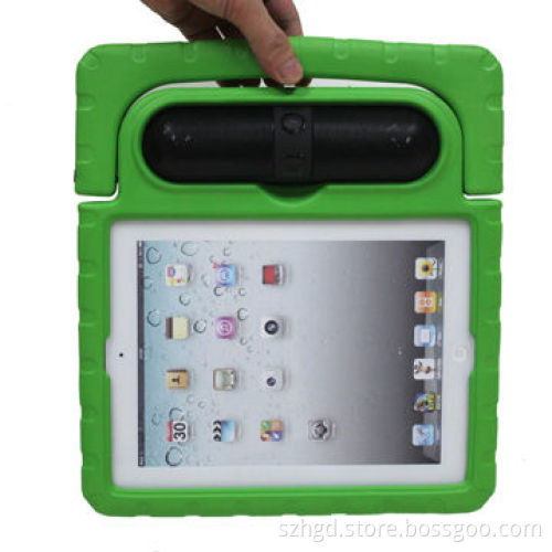 Leather tablet case for iPad, with stereo, stand design for listening and holding everywhere